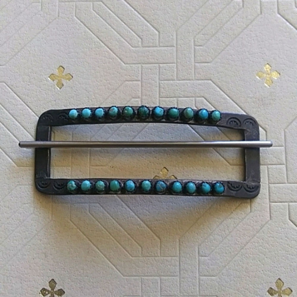 Antique Vintage Turquoise Southwestern hair stick barrette boho